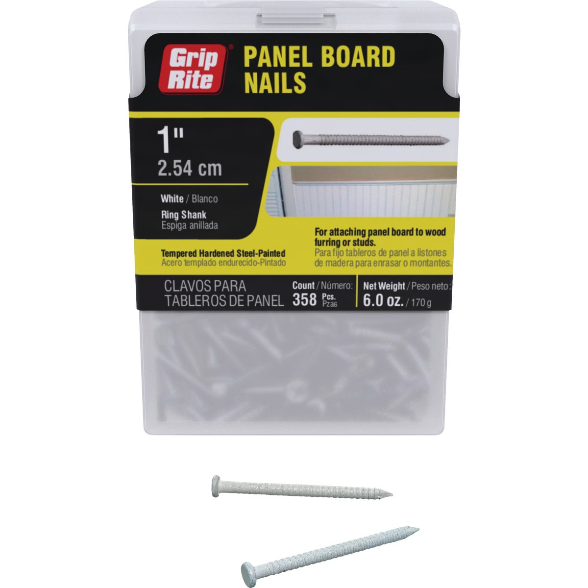 Grip-Rite 1 In. x 16-1/2 ga Ring Shank White Paneling Nail (358-Count)