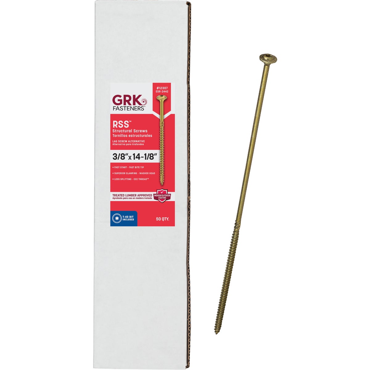 GRK RSS Rugged 3/8 In. x 14-1/8 In. Star Drive Washer-Head Structure Screw (50-Count)