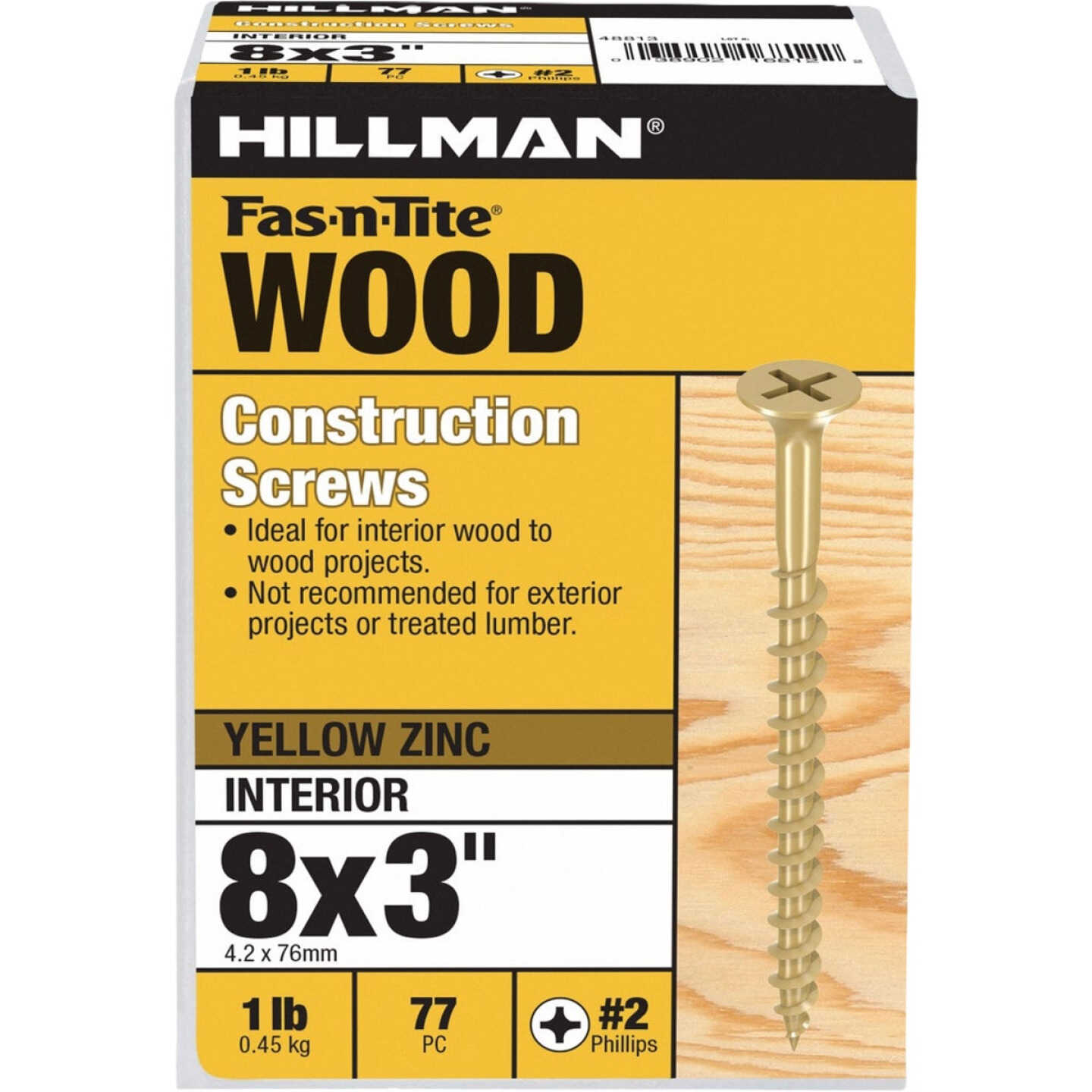 Hillman Fas-n-Tite #8 x 3 In. Phillips Bugle Head Interior Construction Wood Screw (77-Count) Image 1