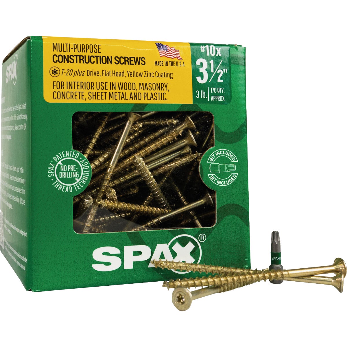 SPAX #10 x 3-1/2 In. T20 Plus Flat Head Yellow Zinc (Interior) Wood Screw (170-Count) Image 5