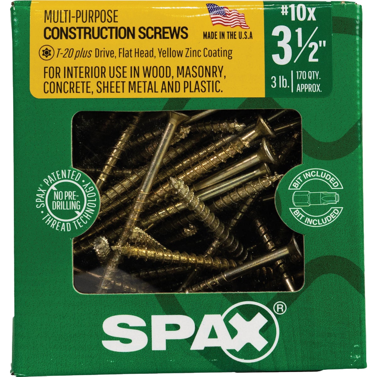 SPAX #10 x 3-1/2 In. T20 Plus Flat Head Yellow Zinc (Interior) Wood Screw (170-Count) Image 6