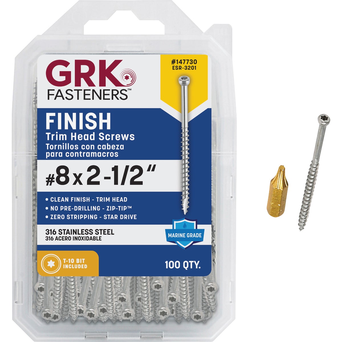 GRK #8 x 2-1/2 In. Star Drive Stainless Steel Trim Screw (100-Count) Image 2