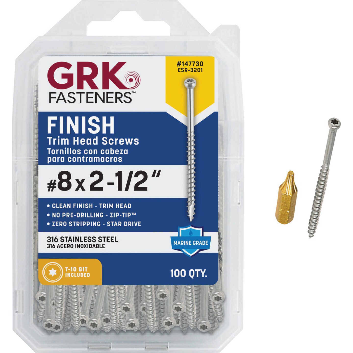 GRK #8 x 2-1/2 In. Star Drive Stainless Steel Trim Screw (100-Count) Image 2
