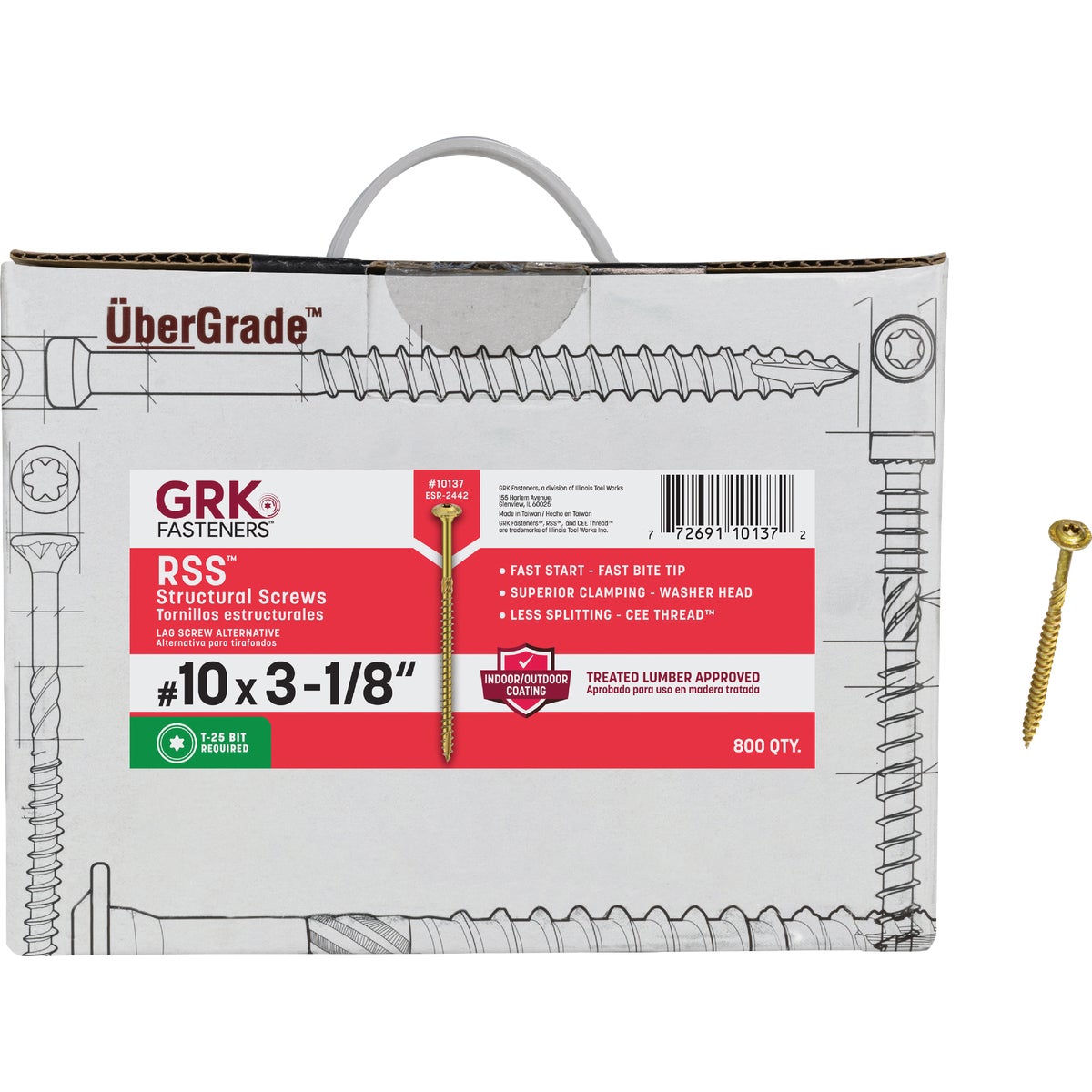 GRK RSS Rugged #10 x 3-1/8 In. Star Drive Washer-Head Structure Screw (800-Count)
