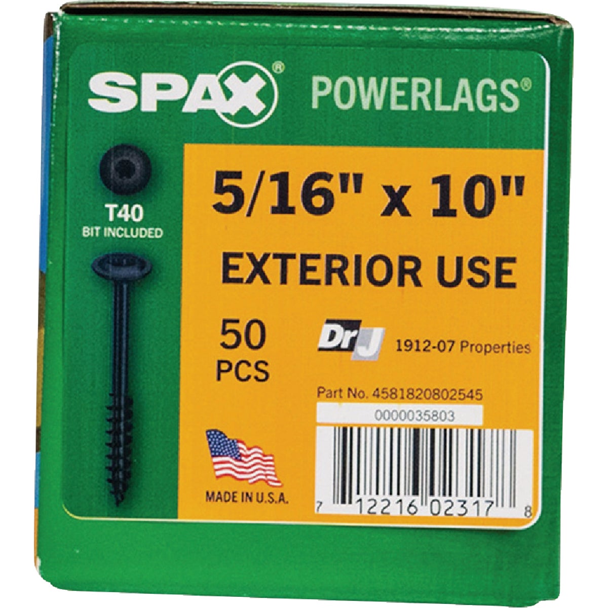 SPAX PowerLags 5/16 In. x 10 In. T40 Washer Head HCR (Exterior Rated) Lag Screw (50-Count) Image 4