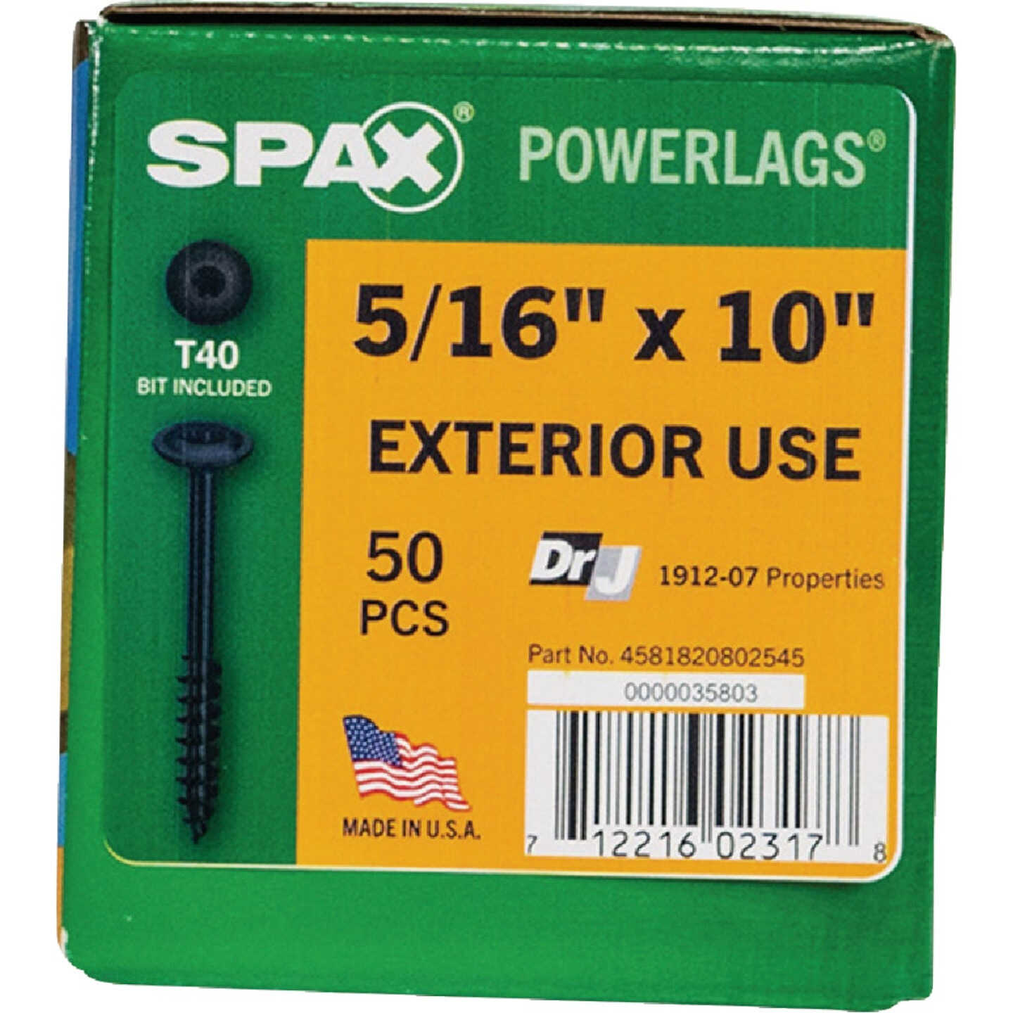 SPAX PowerLags 5/16 In. x 10 In. T40 Washer Head HCR (Exterior Rated) Lag Screw (50-Count) Image 4