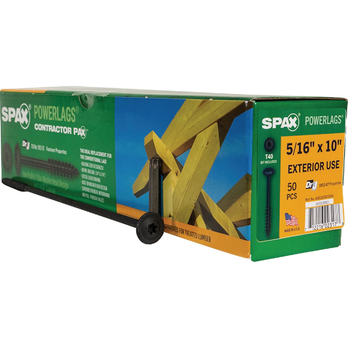 SPAX PowerLags 5/16 In. x 10 In. T40 Washer Head HCR (Exterior Rated) Lag Screw (50-Count) Image 6