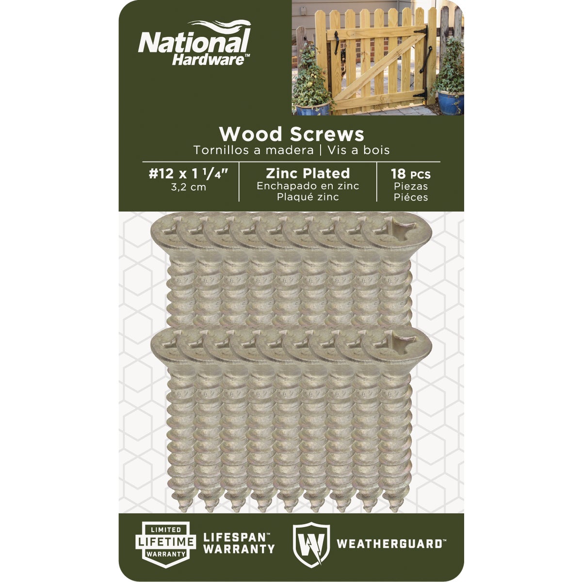 National Hardware #12 x 1-1/4 In. Phillips Flat Head Zinc Wood Screw (18-Count) Image 2