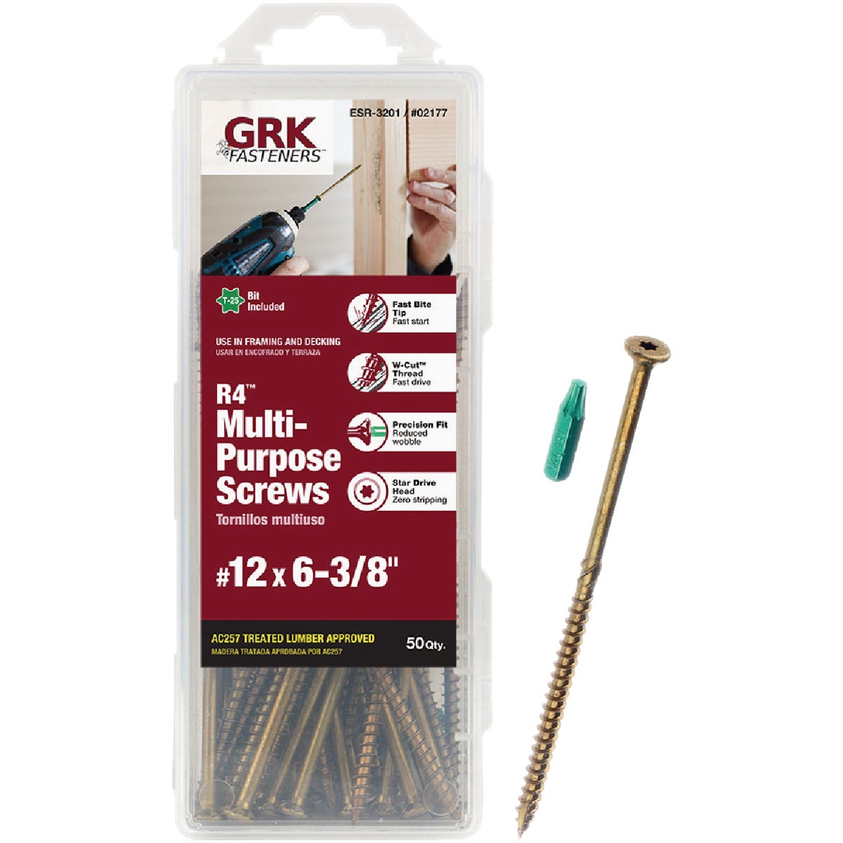 GRK R4 #12 x 6-3/8 In. Star Drive Multi-Purpose Wood Screw (50-Count)