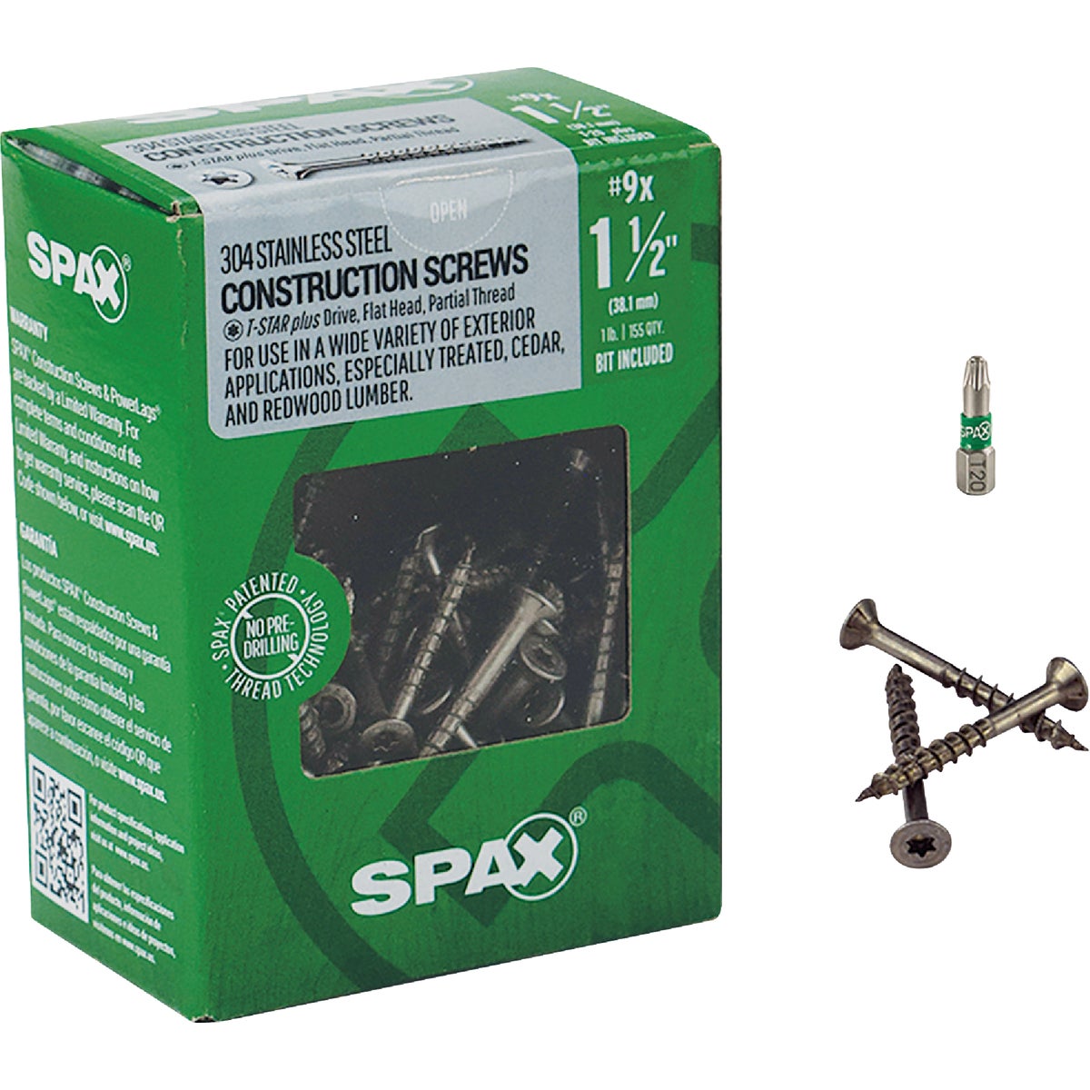 SPAX #9 x 1-1/2 In. T20 Plus Flat Head 304 Stainless Steel (Exterior Rated) Wood Screw (155-Count) Image 5