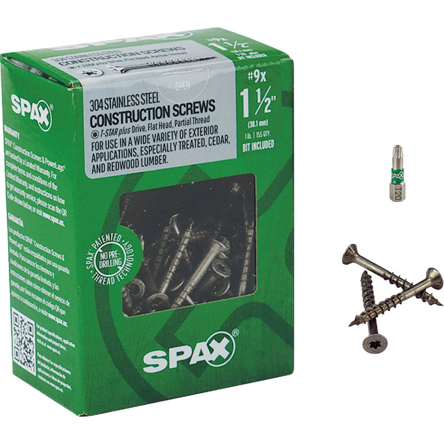 SPAX #9 x 1-1/2 In. T20 Plus Flat Head 304 Stainless Steel (Exterior Rated) Wood Screw (155-Count) Image 5