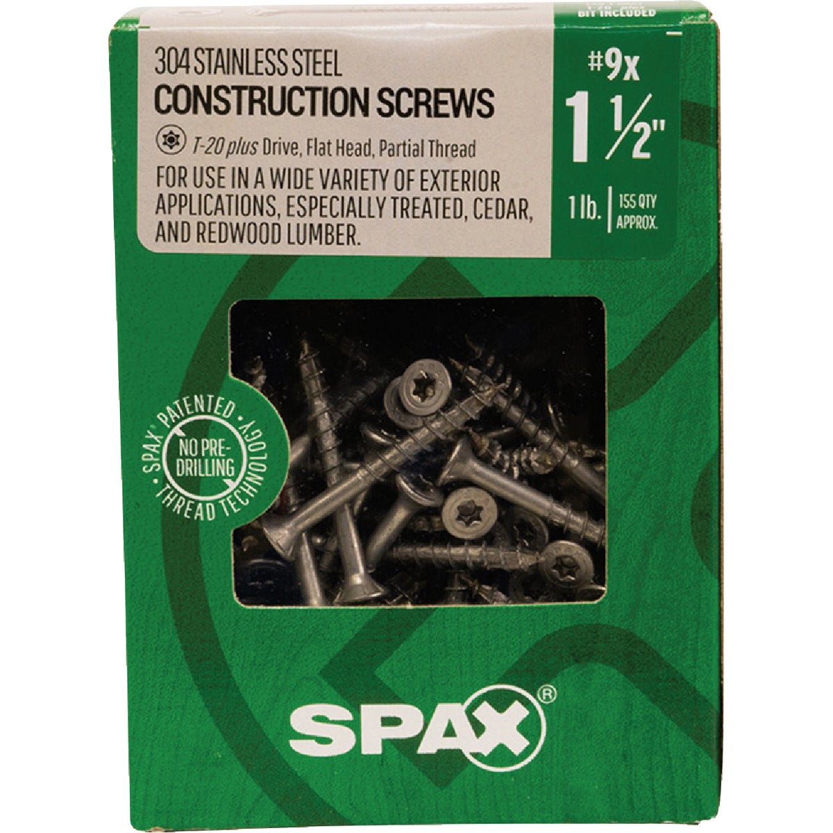 SPAX #9 x 1-1/2 In. T20 Plus Flat Head 304 Stainless Steel (Exterior Rated) Wood Screw (155-Count) Image 3