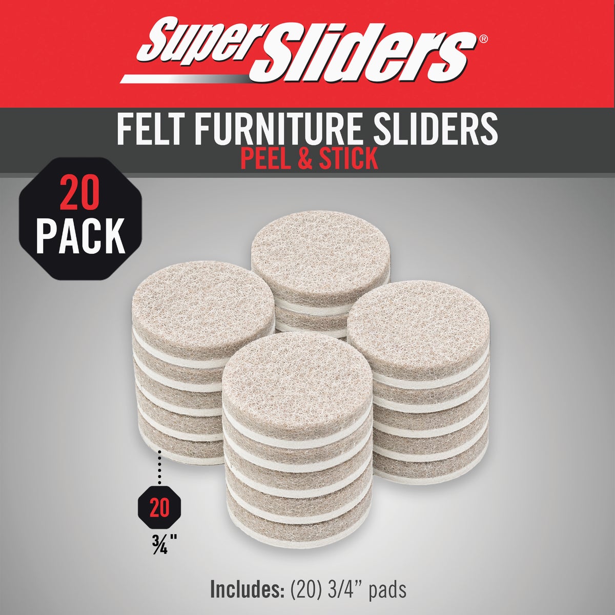 Super Sliders 3/4 In. Round Beige Felt Furniture Pads (20-Piece) Image 2