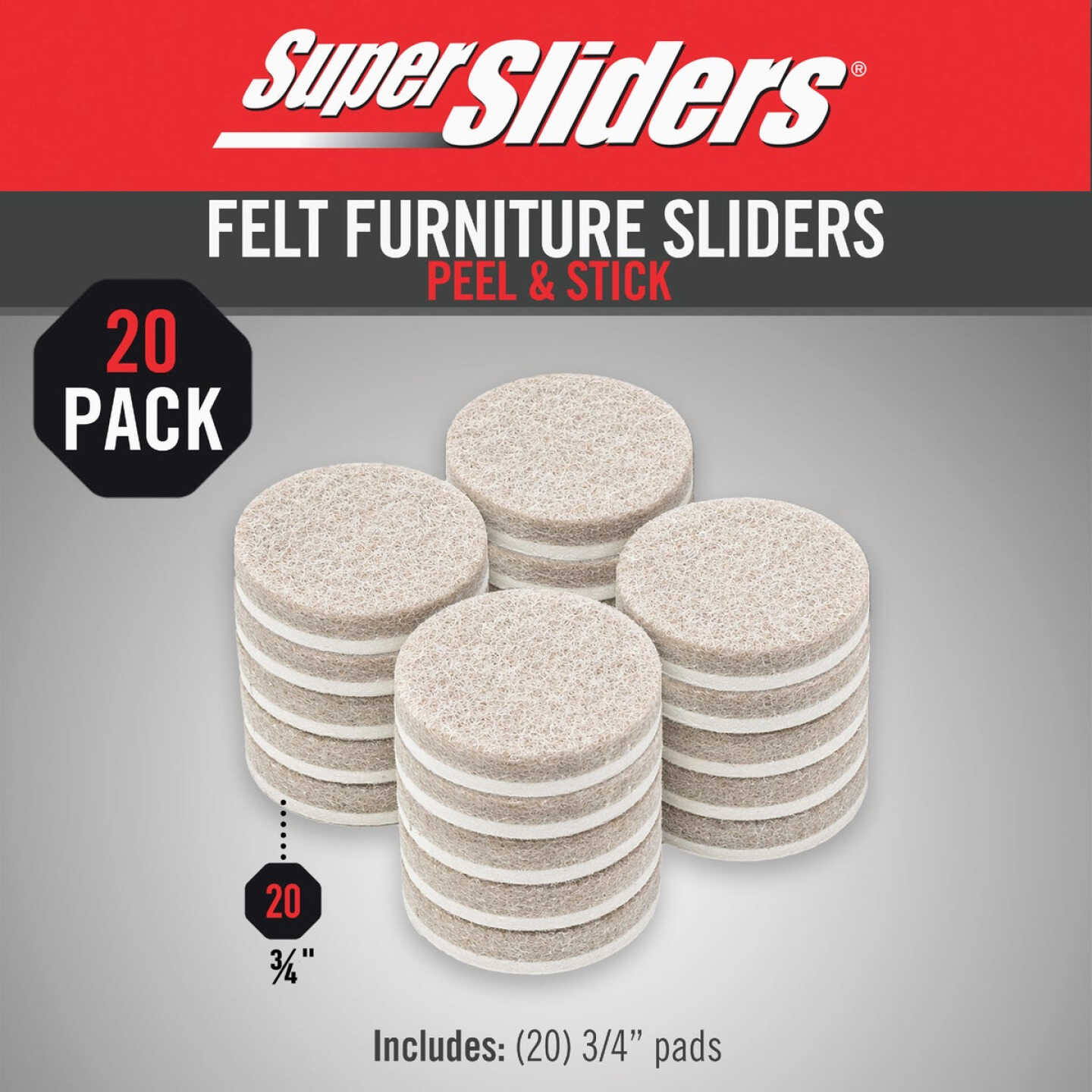 Super Sliders 3/4 In. Round Beige Felt Furniture Pads (20-Piece) Image 2