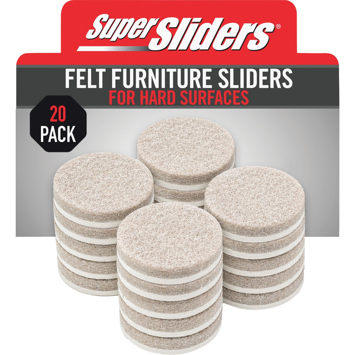 Super Sliders 3/4 In. Round Beige Felt Furniture Pads (20-Piece)