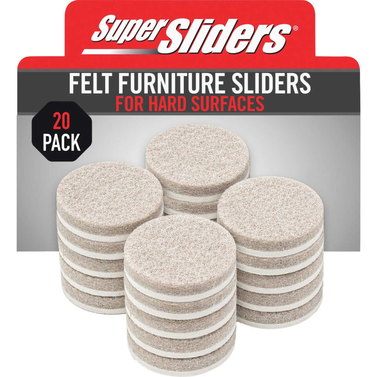 Super Sliders 3/4 In. Round Beige Felt Furniture Pads (20-Piece) Image 1