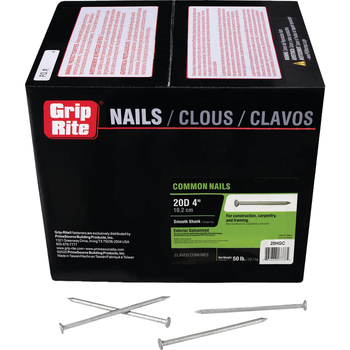 Grip-Rite 4 In. 20d x 6 ga Smooth Shank Flat Head Hot-Dipped Galvanized Steel Common Nail (50 Lb.) Image 1
