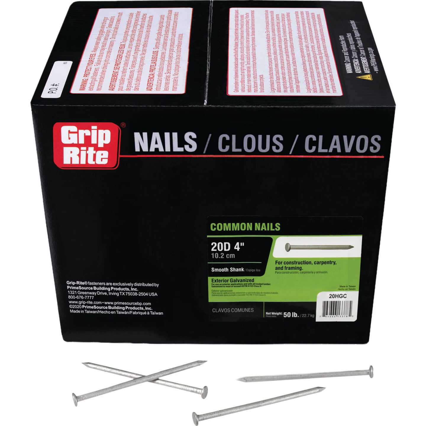 Grip-Rite 4 In. 20d x 6 ga Smooth Shank Flat Head Hot-Dipped Galvanized Steel Common Nail (50 Lb.) Image 1