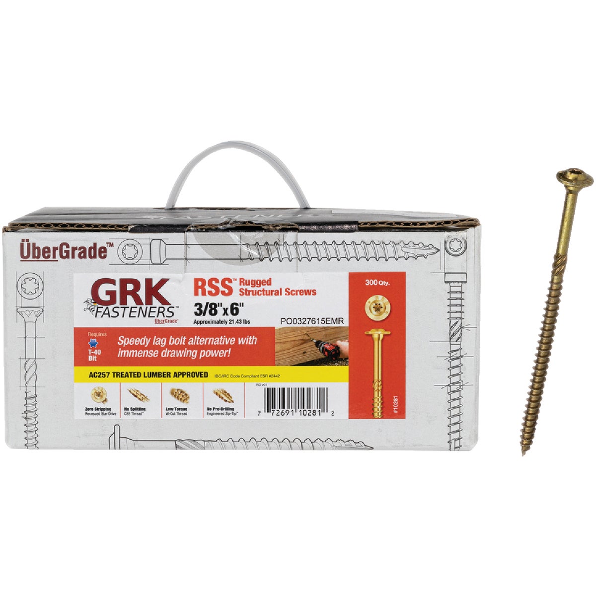 GRK RSS Rugged 3/8 In. x 6 In. Star Drive Washer-Head Structure Screw (300-Count)
