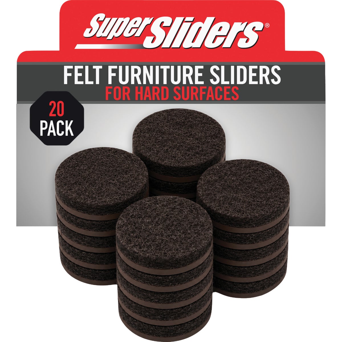 Super Sliders 3/4 In. Round Brown Felt Furniture Pads (20-Piece)