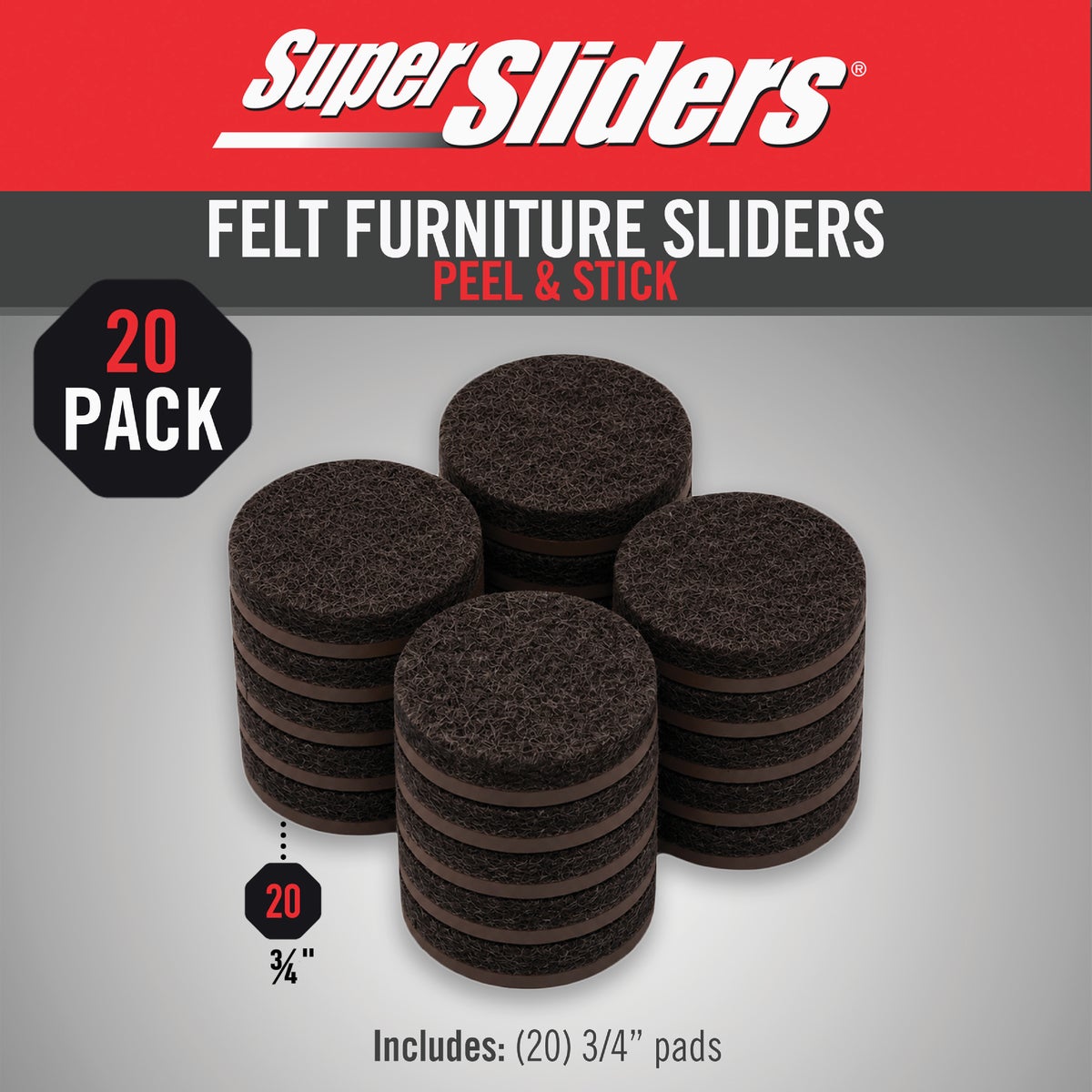 Super Sliders 3/4 In. Round Brown Felt Furniture Pads (20-Piece) Image 2