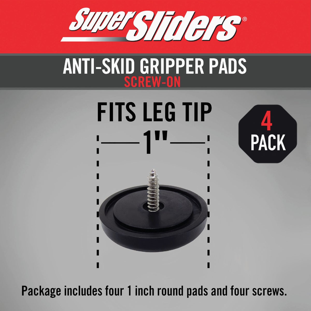 Super Sliders 1 In. Anti-Skid Screw-On Beige Furniture Pad (4-Piece) Image 2