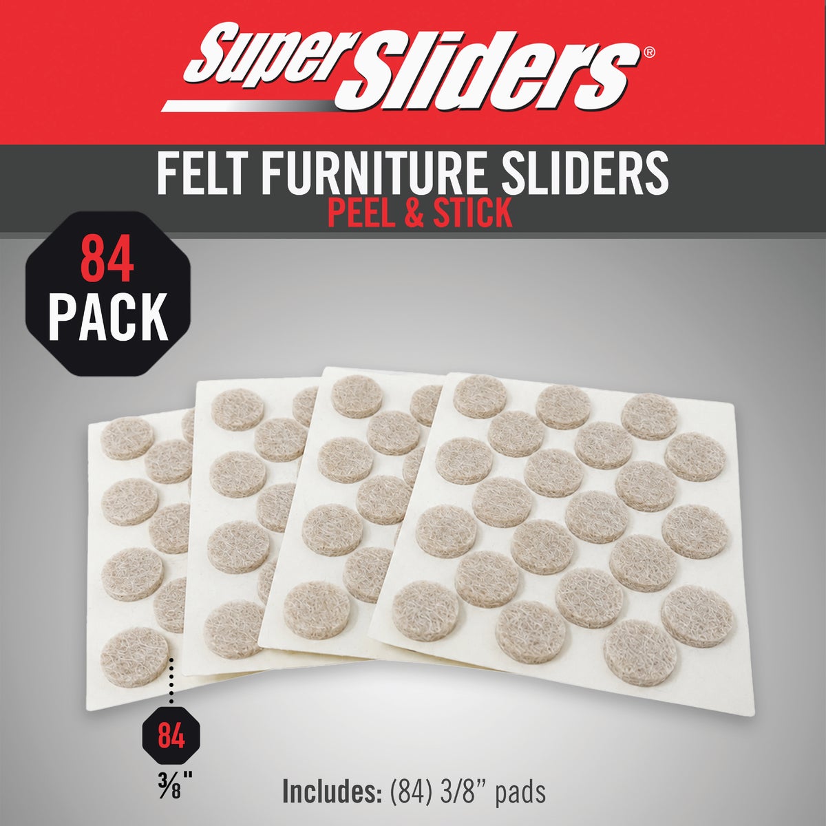 Super Sliders 3/8 In. Round Beige Felt Furniture Pad (84-Piece) Image 2