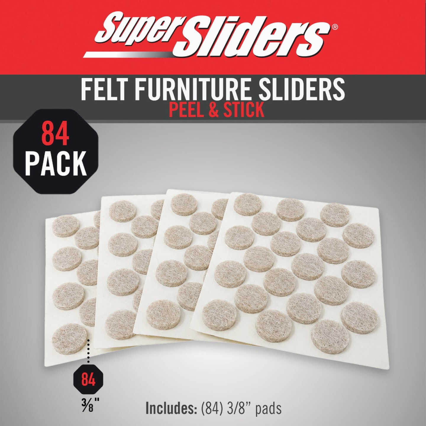 Super Sliders 3/8 In. Round Beige Felt Furniture Pad (84-Piece) Image 2