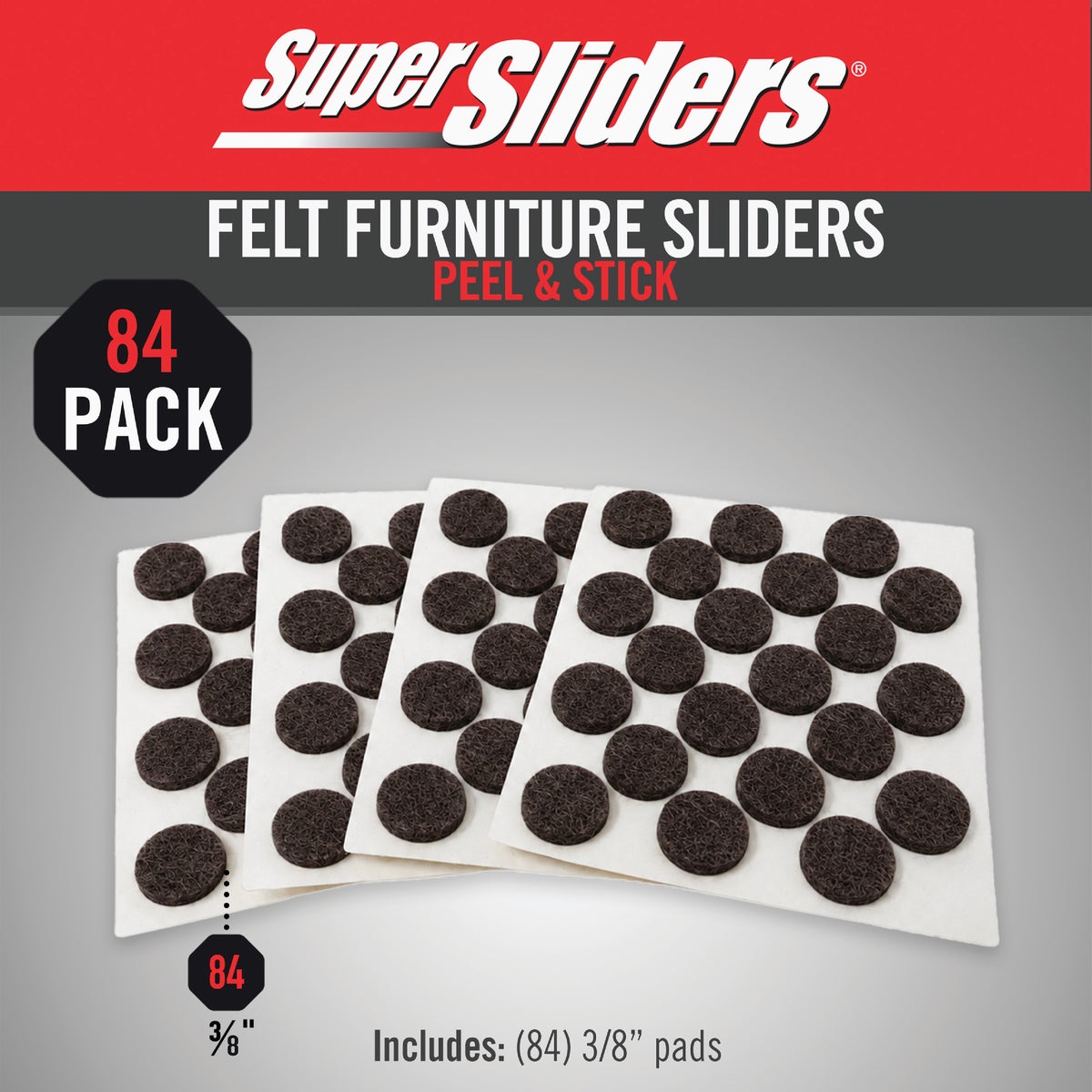 Super Sliders 3/8 In. Round Brown Felt Furniture Pads (84-Piece) Image 2