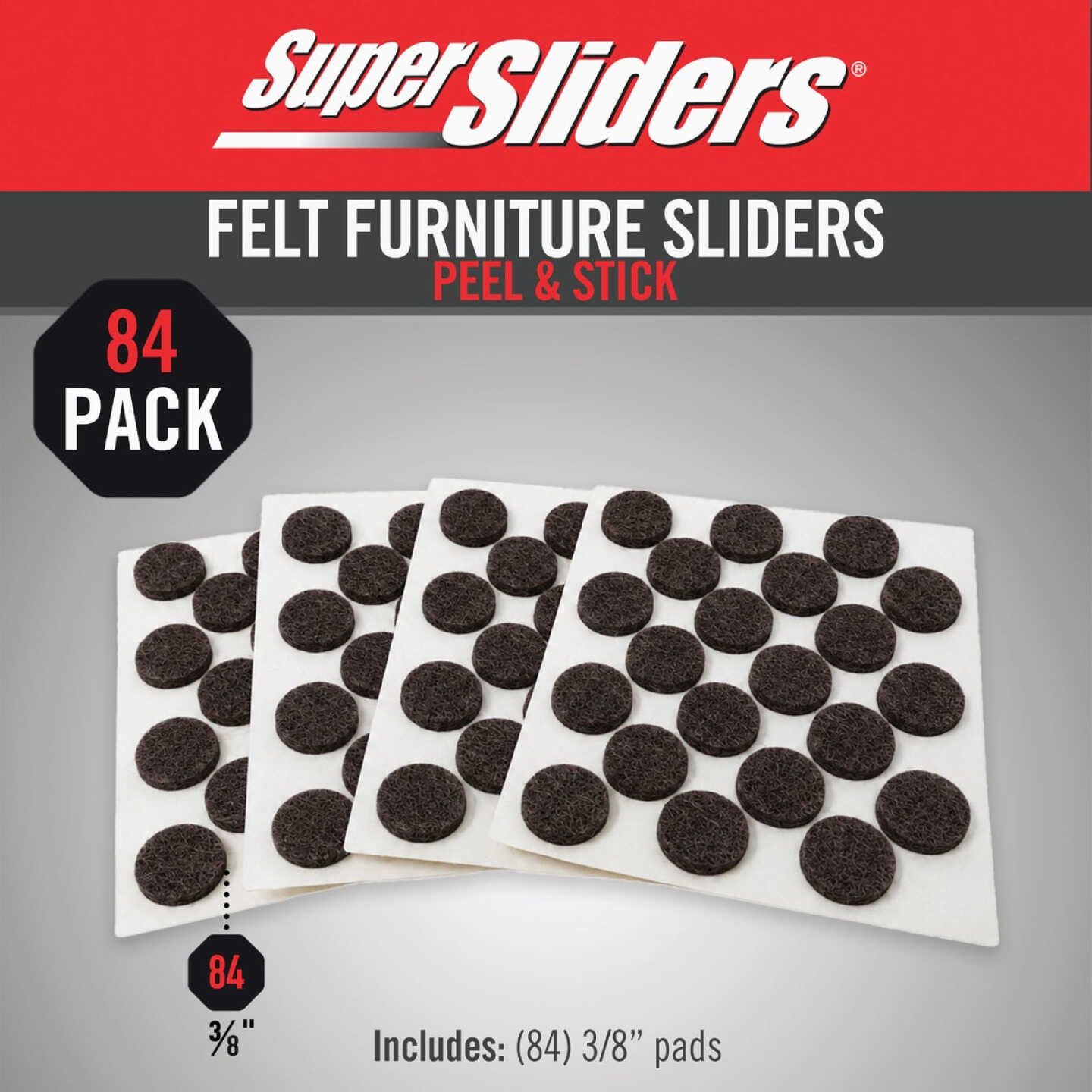 Super Sliders 3/8 In. Round Brown Felt Furniture Pads (84-Piece) Image 2