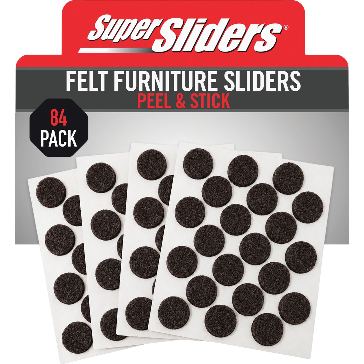 Super Sliders 3/8 In. Round Brown Felt Furniture Pads (84-Piece)