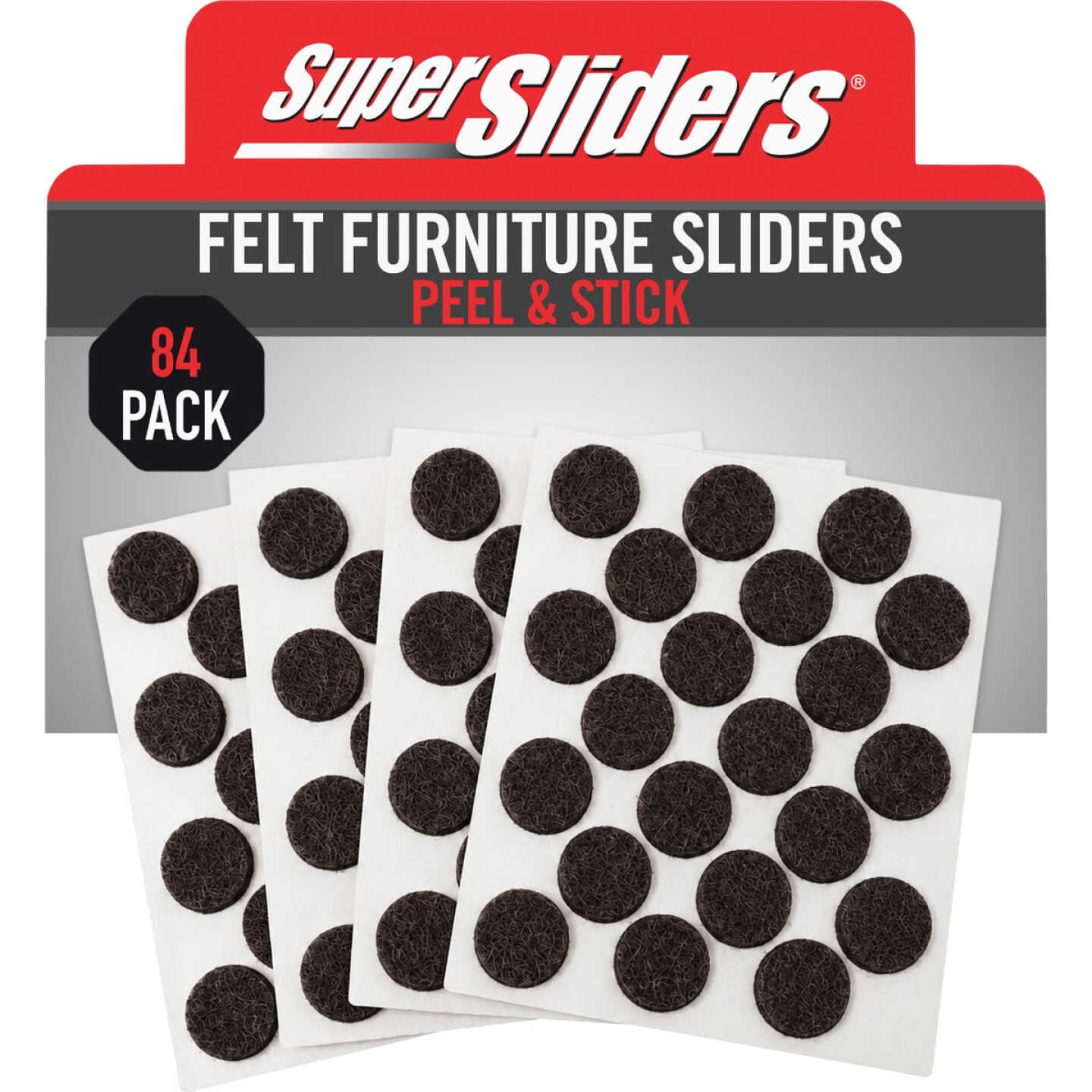 Super Sliders 3/8 In. Round Brown Felt Furniture Pads (84-Piece) Image 1
