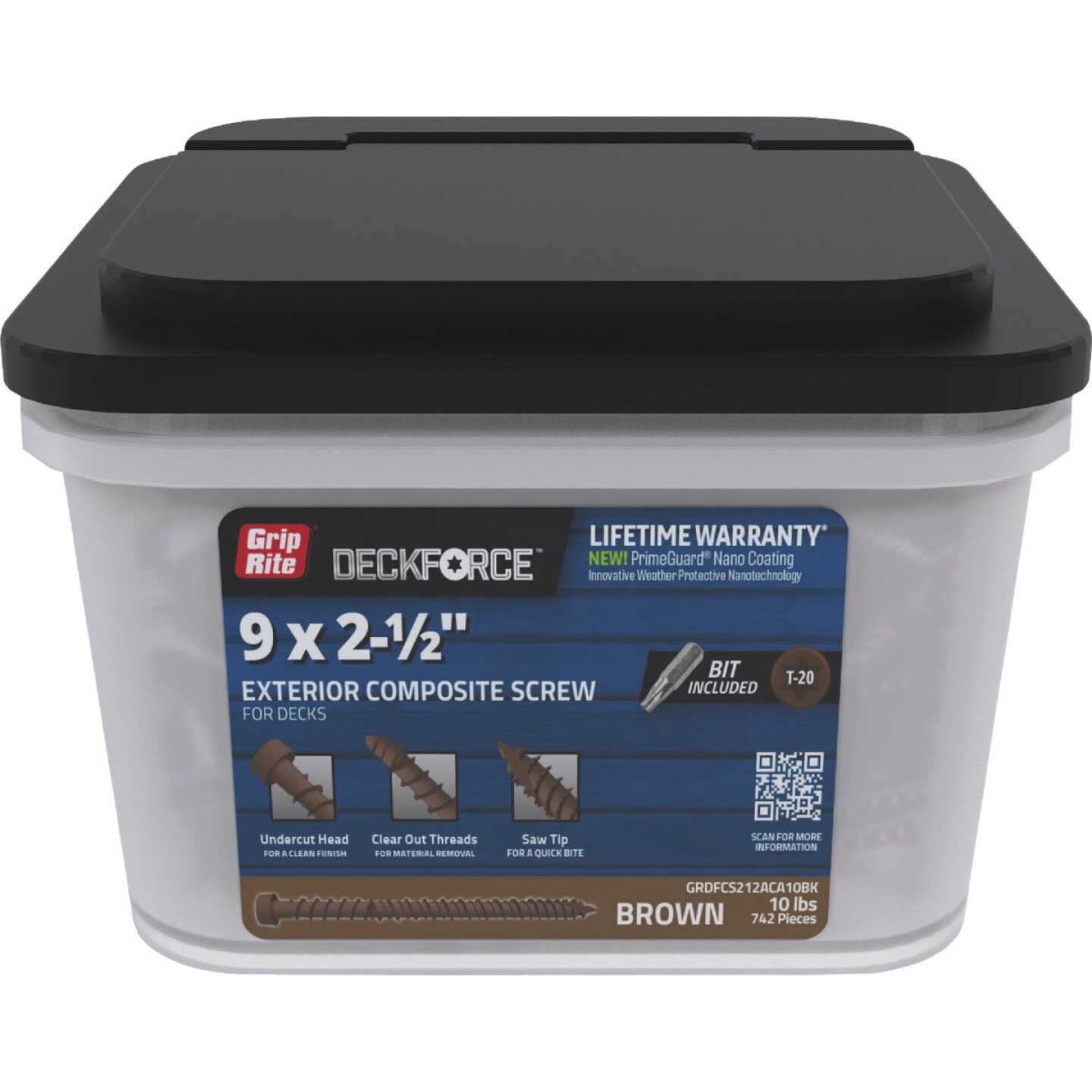 Grip-Rite DeckForce 2-1/2 In. Composite Acacia Deck Screw (10BK) Image 1