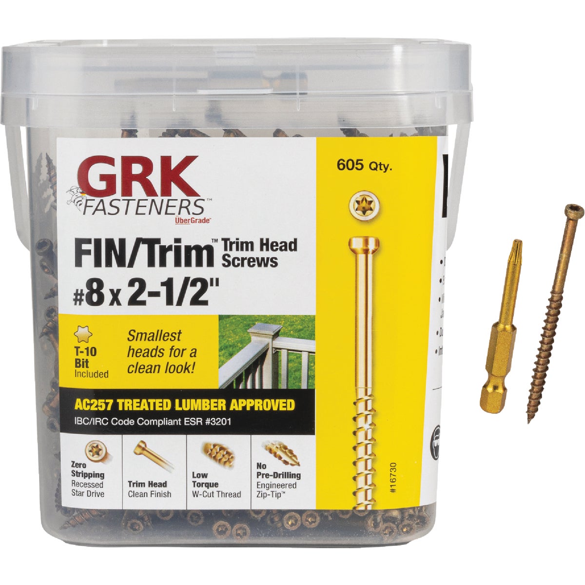 GRK #8 x 2-1/2 In. Star Drive Steel Trim Screw (605-Count) Image 1