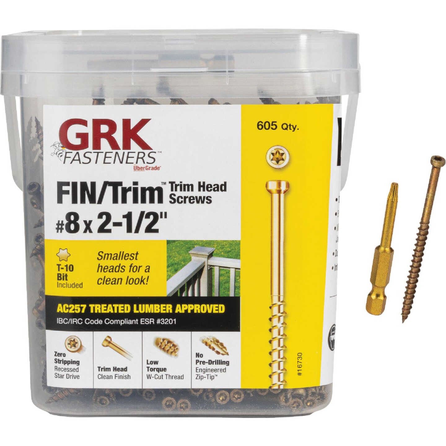 GRK #8 x 2-1/2 In. Star Drive Steel Trim Screw (605-Count) Image 1