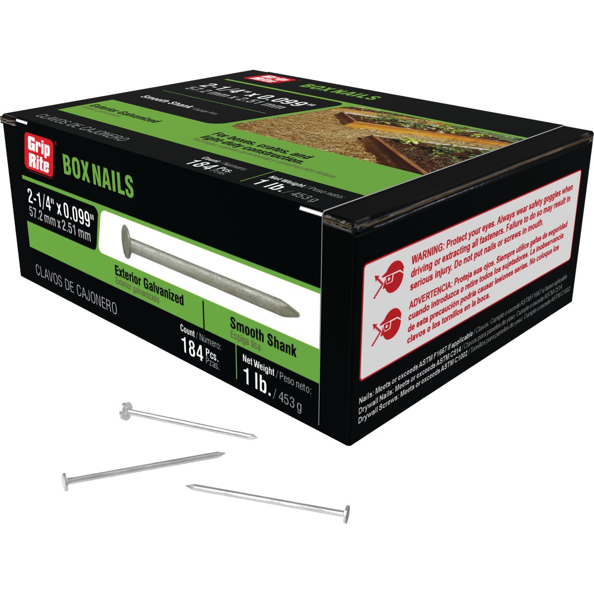 Grip-Rite 2-1/4 In. x 12-1/2 ga x 7d Hot Galvanized Box Nails (210-Count) Image 1
