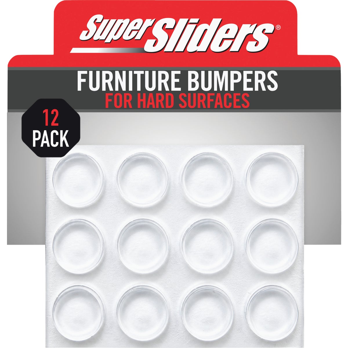 Super Sliders 1/2 In. Clear Round Furniture Wall Bumper (12-Pack)