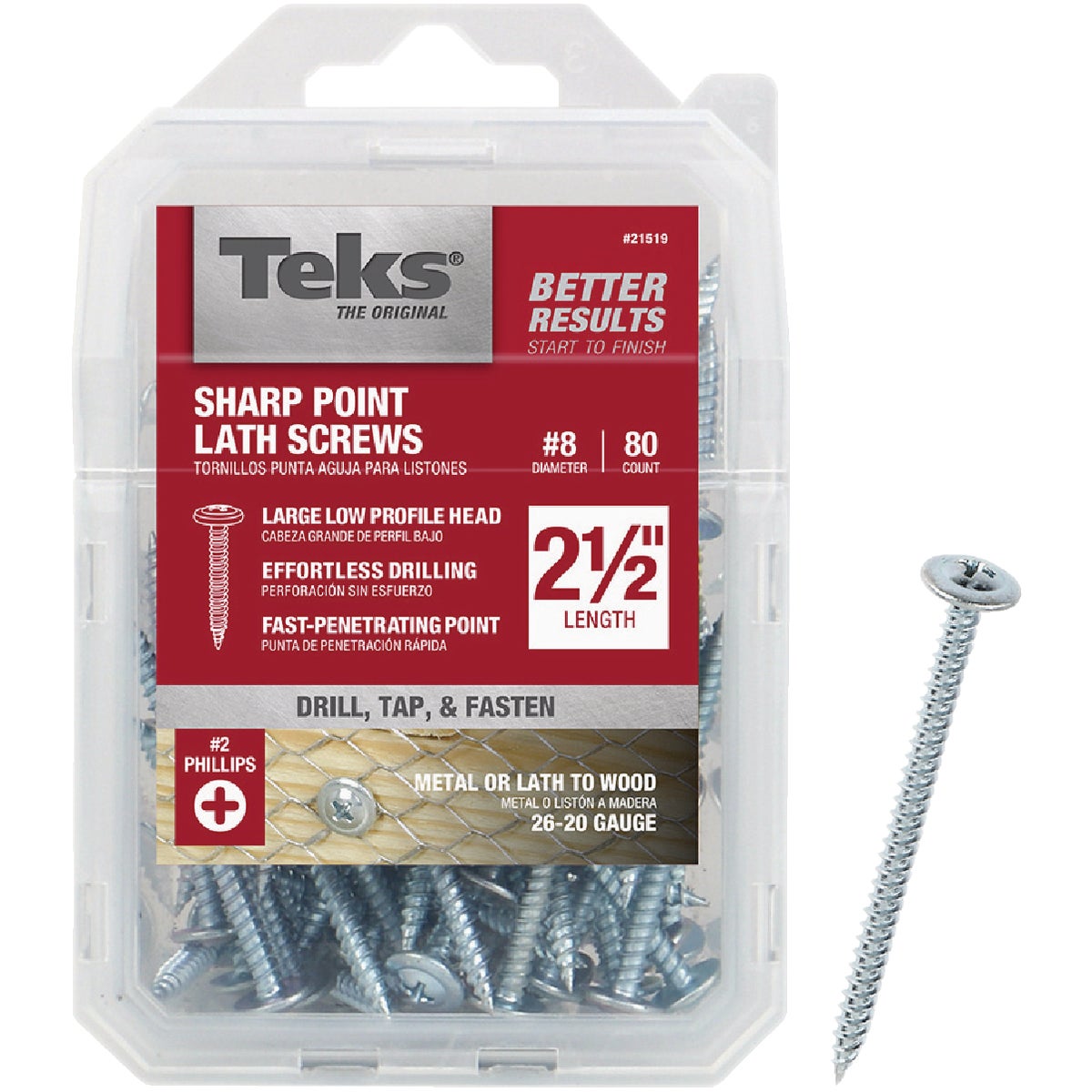 Teks #8 x 2-1/2 In. Modified Truss Head Sharp Point Lath Screw (80-Count)