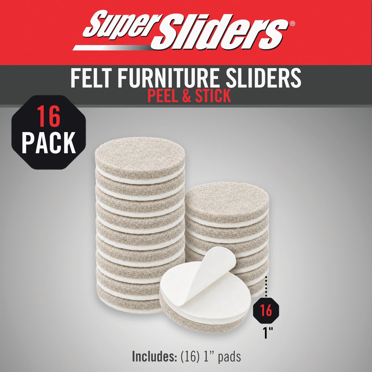 Super Sliders 1 In. Round Beige Felt Furniture Pads (16-Piece) Image 2