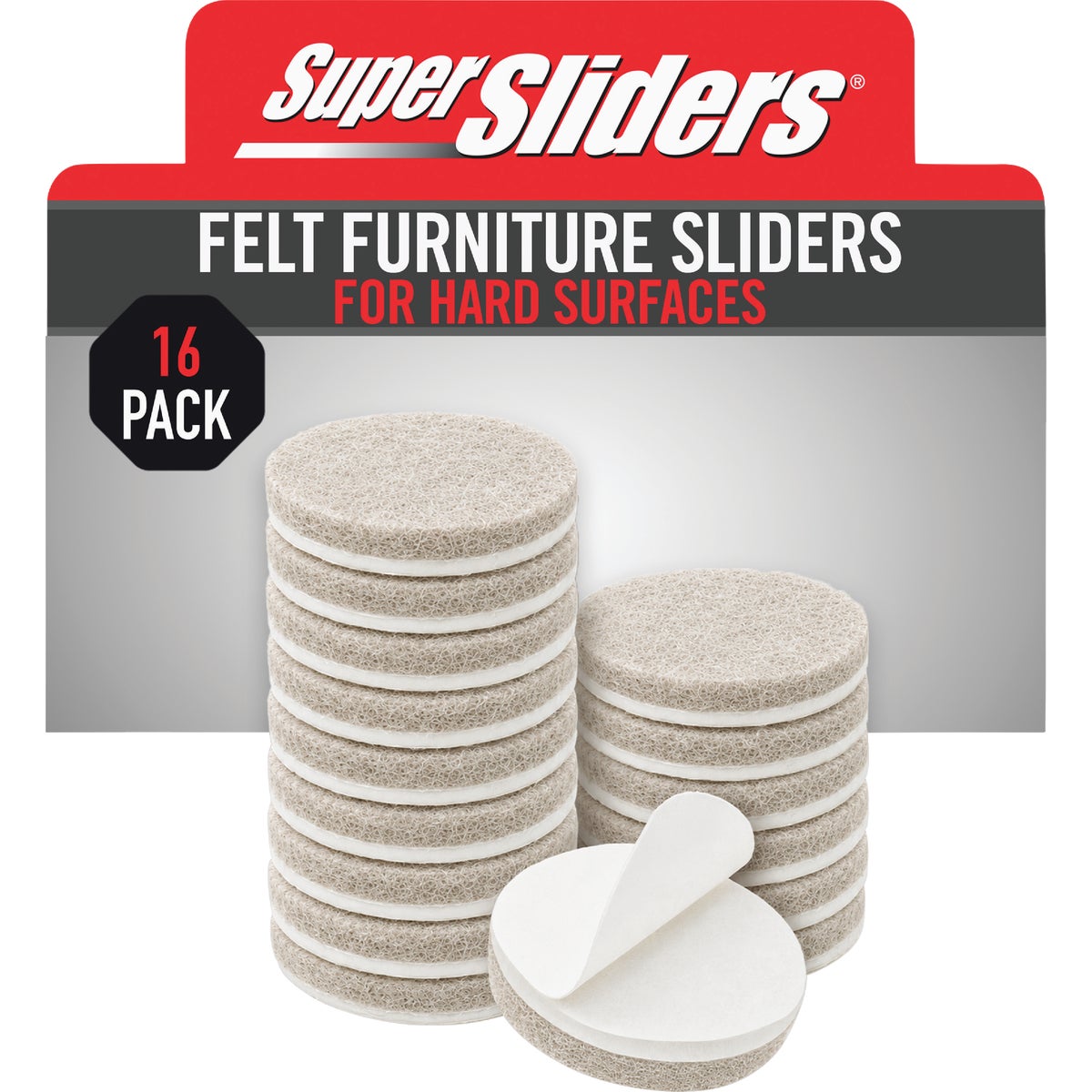 Super Sliders 1 In. Round Beige Felt Furniture Pads (16-Piece)