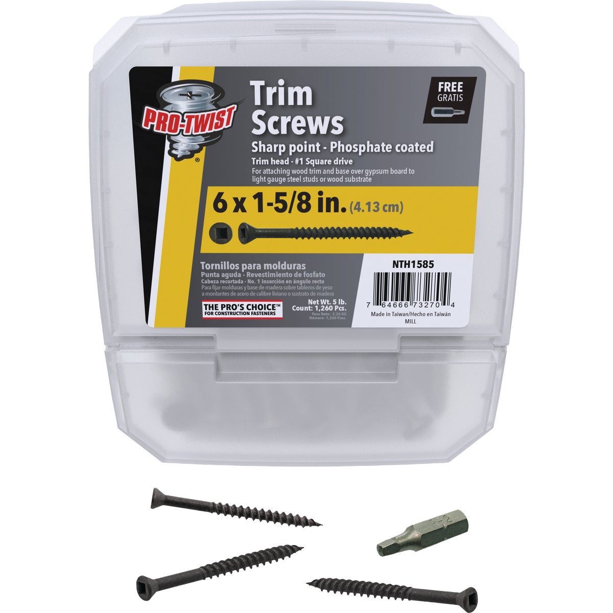 Pro-Twist 1-5/8 In. x 6 ga Phosphate Coated Trim Head Screw (5 Lb.)