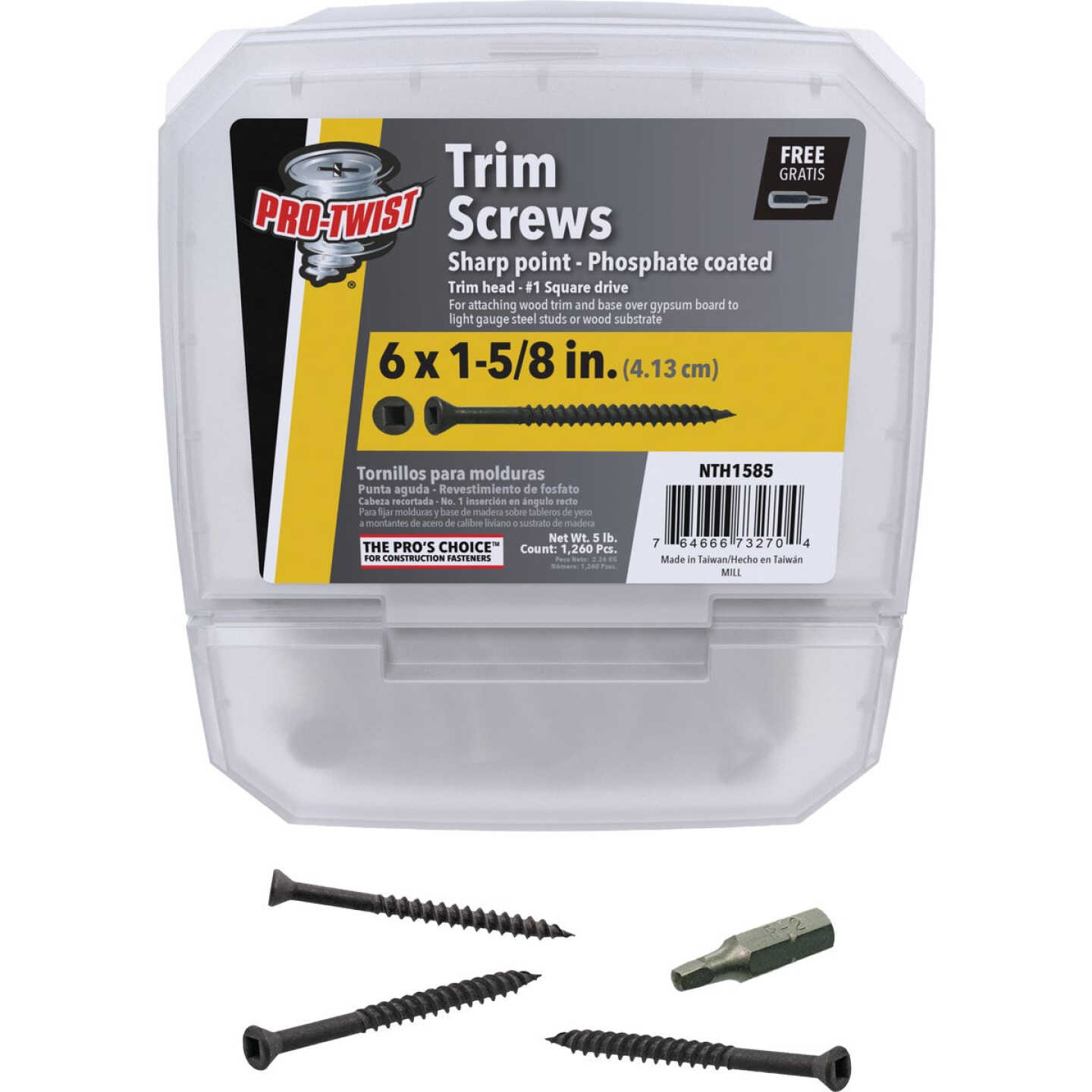 Pro-Twist 1-5/8 In. x 6 ga Phosphate Coated Trim Head Screw (5 Lb.) Image 1