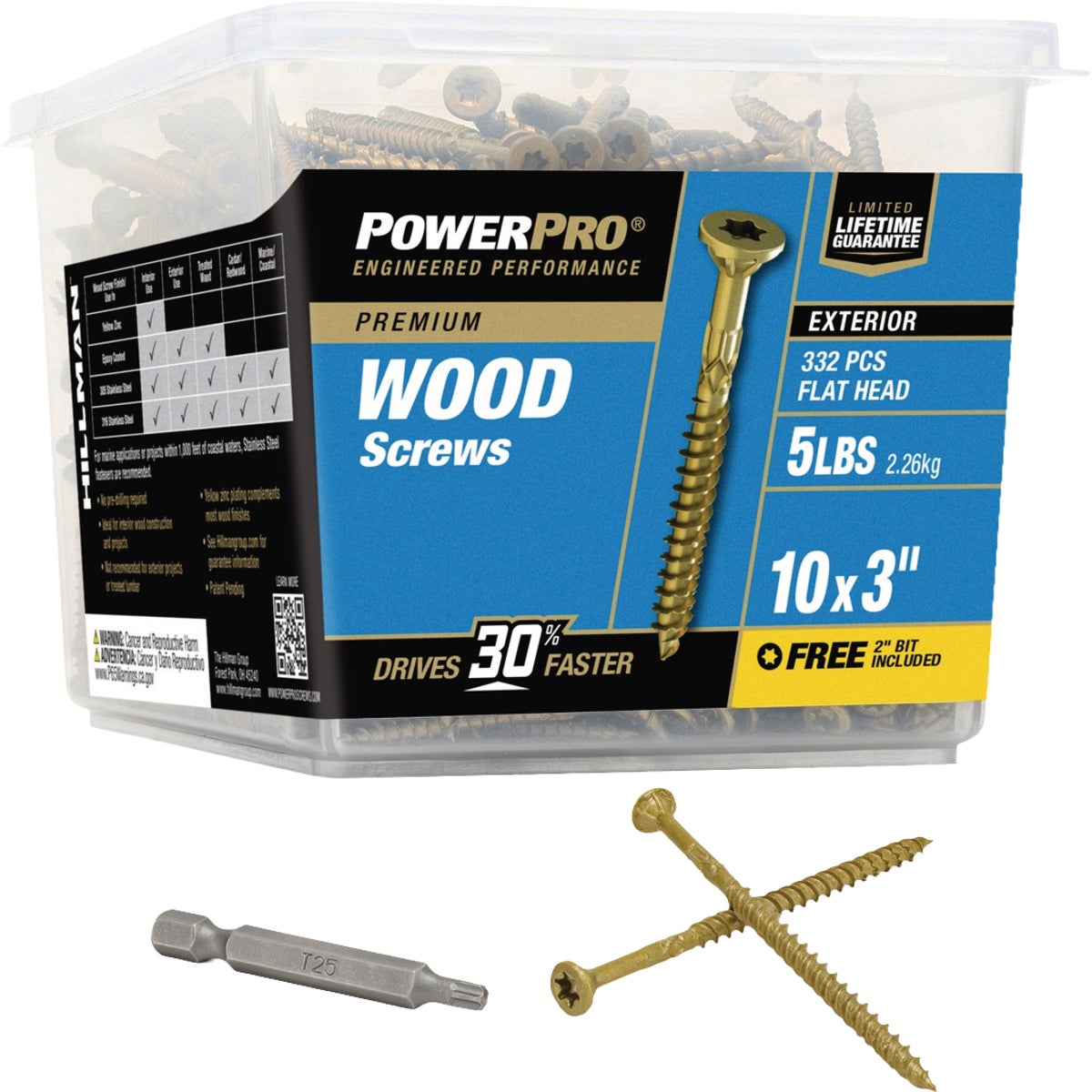 Hillman PowerPro #10 x 3 In. Premium Exterior Wood Screw (332-Count)