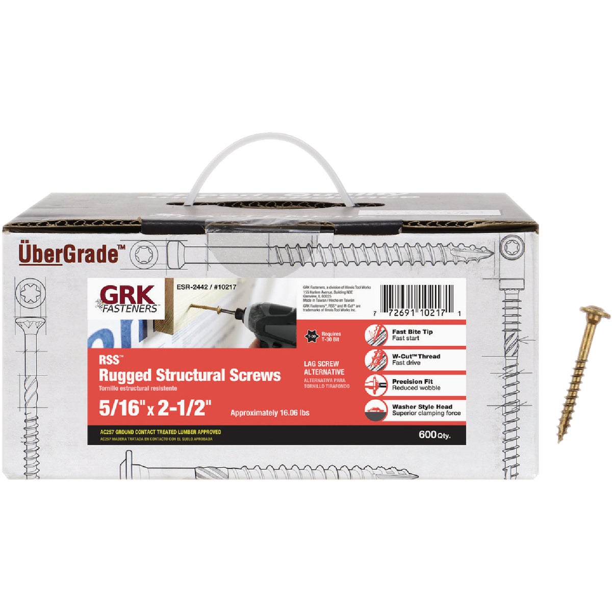 GRK RSS Rugged 5/16 In. x 2-1/2 In. Star Drive Washer-Head Structure Screw (600-Count)