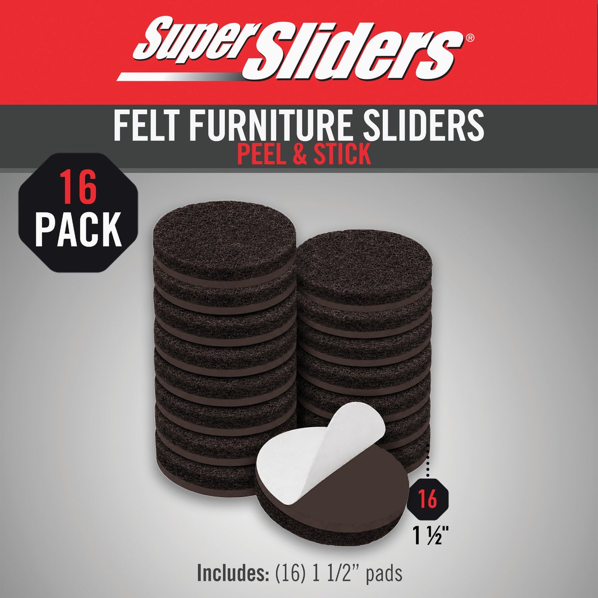 Super Sliders 1 In. Round Brown Felt Furniture Pad (16-Piece) Image 2