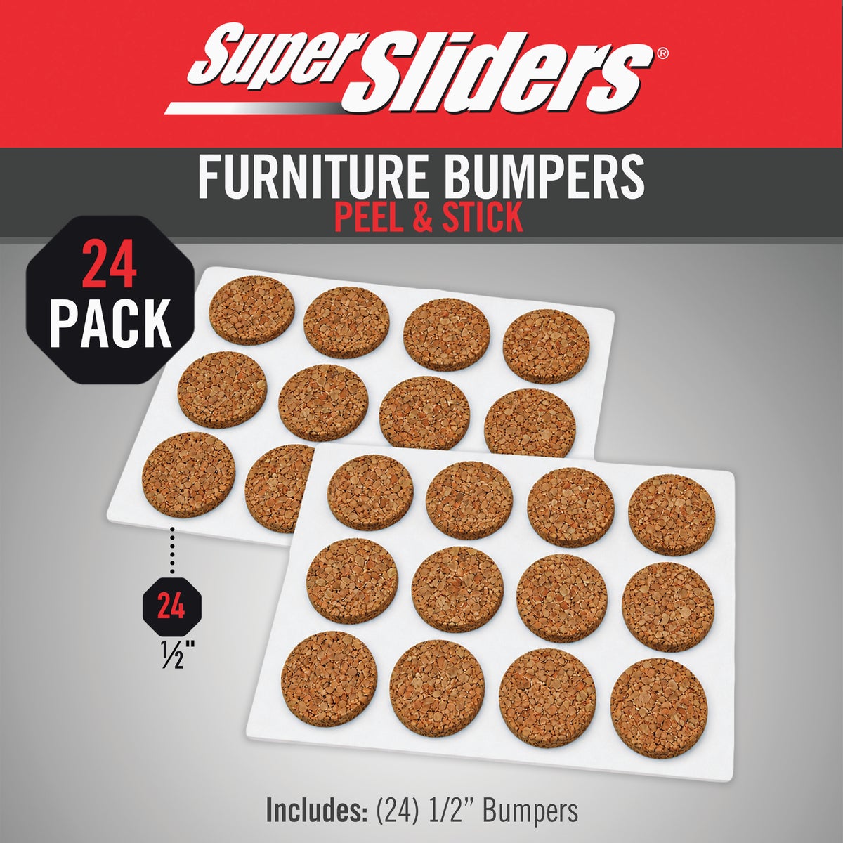 Super Sliders 1/2 In. Bumpers Round Cork Furniture Pads (24-Piece) Image 2