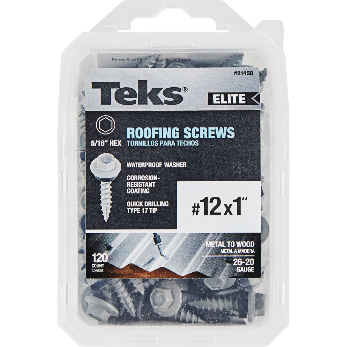Teks Elite #12 x 1 In. Hex Washer Head Sharp Point Metal to Wood Roofing Screw (120-Count) Image 4
