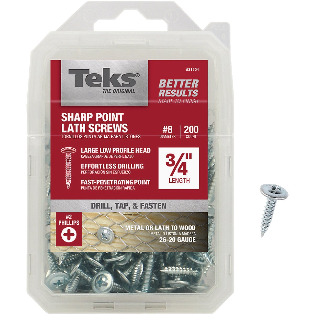 Teks #8 x 3/4 In. Modified Truss Head Sharp Point Lath Screw (200-Count)