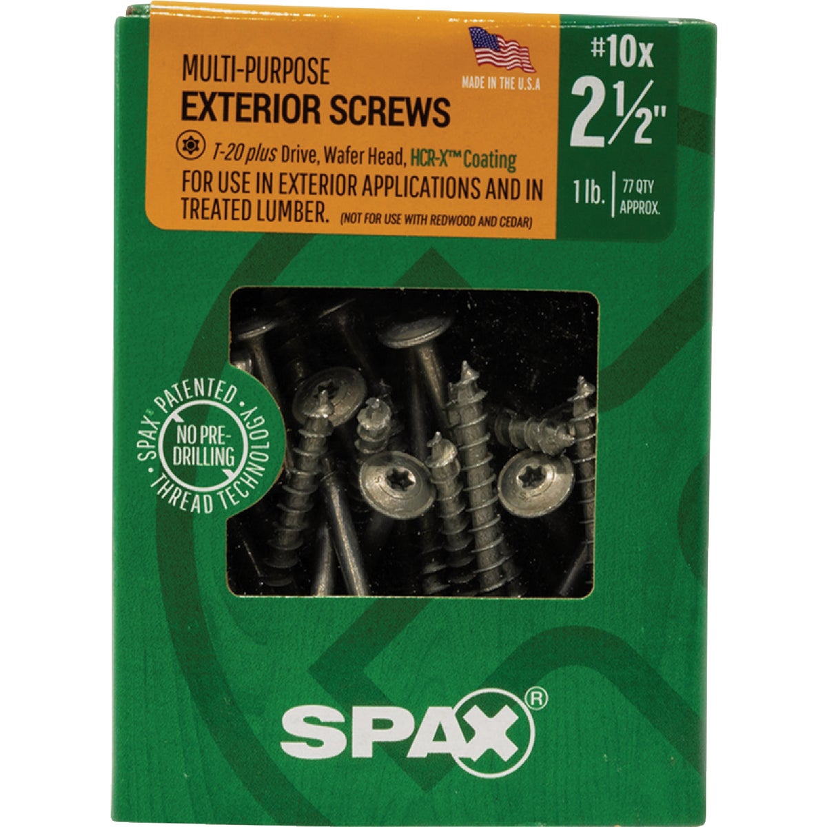 SPAX #10 x 2-1/2 In. T20 Plus Wafer Head HCR-X (Exterior Rated) Wood Screw (77-Count) Image 4