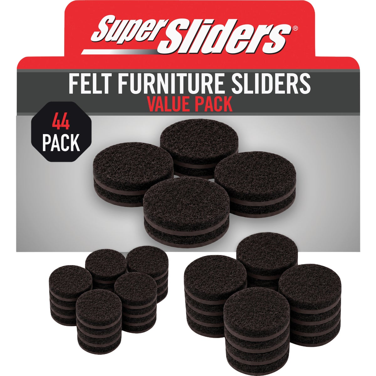 Super Sliders Felt Combo Brown Furniture Pad Variety Assortment (44-Piece)